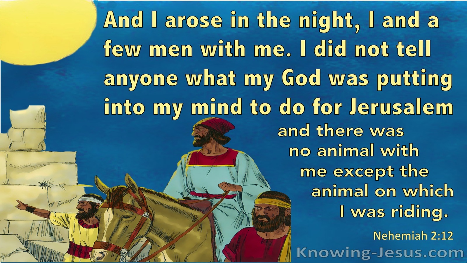 Nehemiah 2:12 I Arose In The Night, I And A Few Men With Me (aqua)